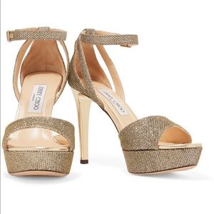 Jimmy Choo Kayden-Light Bronze Lamé Glitter Size 39